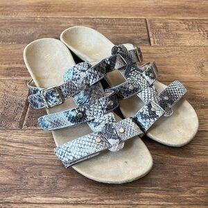 Vionic Radia Orthotic Adjustable Triple Strap Slide Wedge Sandals Size 8
